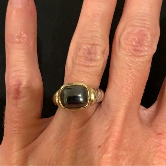 David Yurman silver and 18k gold ring with hematite stone…size 4 - Picture 2 of 5